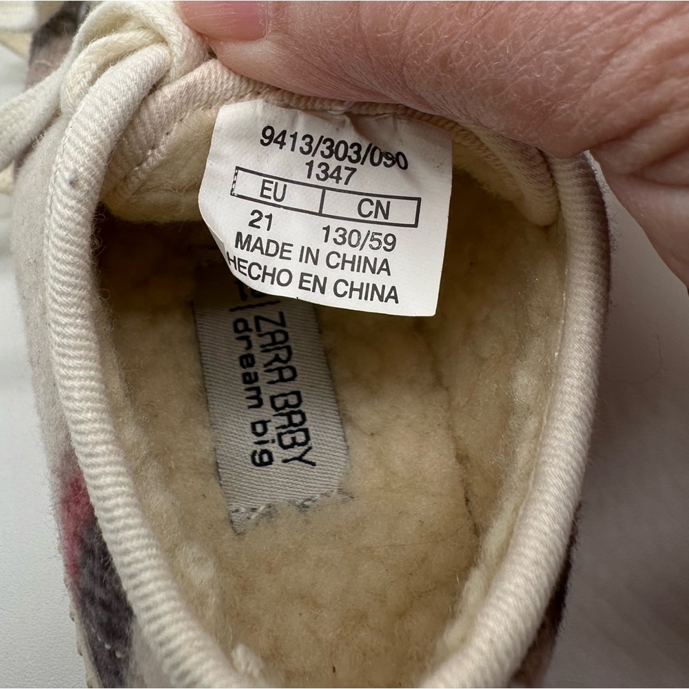 Zara Baby Dream Big Flannel Plaid Sneakers Size EU 21 (US 12-18 Months:EU 20-22) - Picture 9 of 11